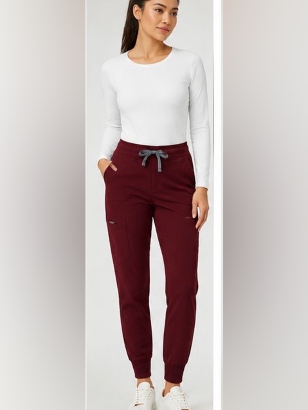 FIGS TECHNICAL COLLECTION JOGGER SCRUB PANTS-BURGUNDY (M/P)